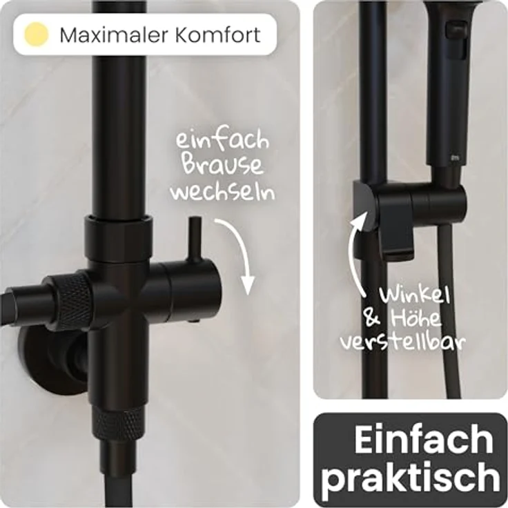 instmaier Duschsystem Cleo, große Regendusche mit iF Design Award 2025 Handbrause, 3 Strahlarten, wassersparende Nebel-Funktion – Bild 4