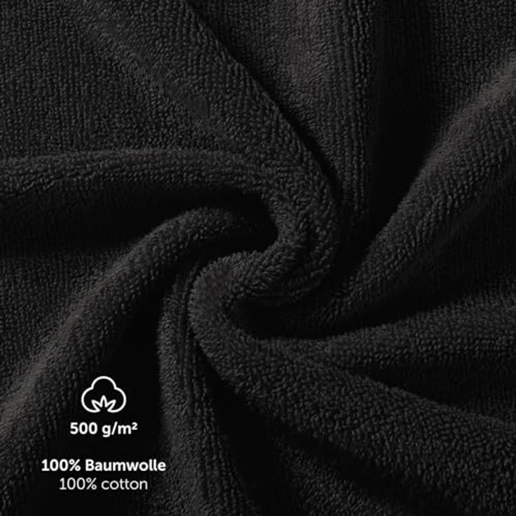 Blumtal Saunatuch, Schwarz, 80x200 cm, Oeko-Tex® Standard 100, 100% Baumwolle, 500 g/m², weich und formstabil – Bild 6