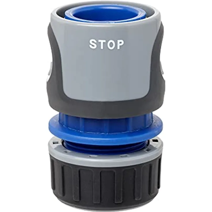 TATAY STOP Premium Schnellanschluss für 1/2" (12,5mm) - 5/8" (15mm) Schläuche, Universell passender Anschluss, Sonnenschutz, Einfache Installation, Grau - Schwarz