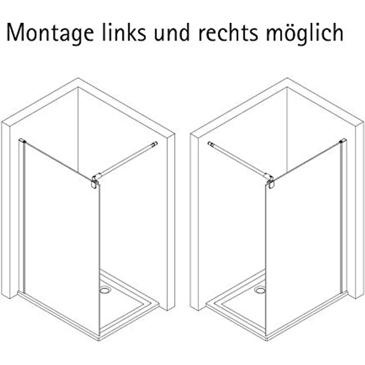 Schulte Duschwand zum Kleben, 120 x 190 cm, 6 mm Sicherheitsglas ESG Klar hell, Walk In Dusche, Chromoptik, Montage ohne Bohren in die Wand-Fliese – Bild 4