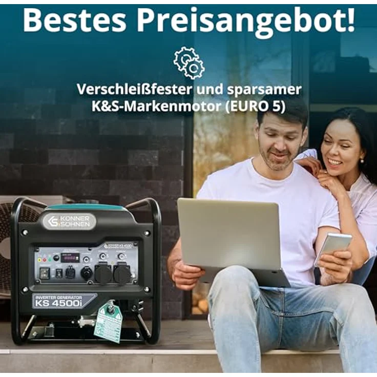 Könner & Söhnen KS 4500i Inverter Stromerzeuger Generator, 4500 Watt, stabile Sinuswelle, vielseitige Anwendungen, Notstromaggregat – Bild 3