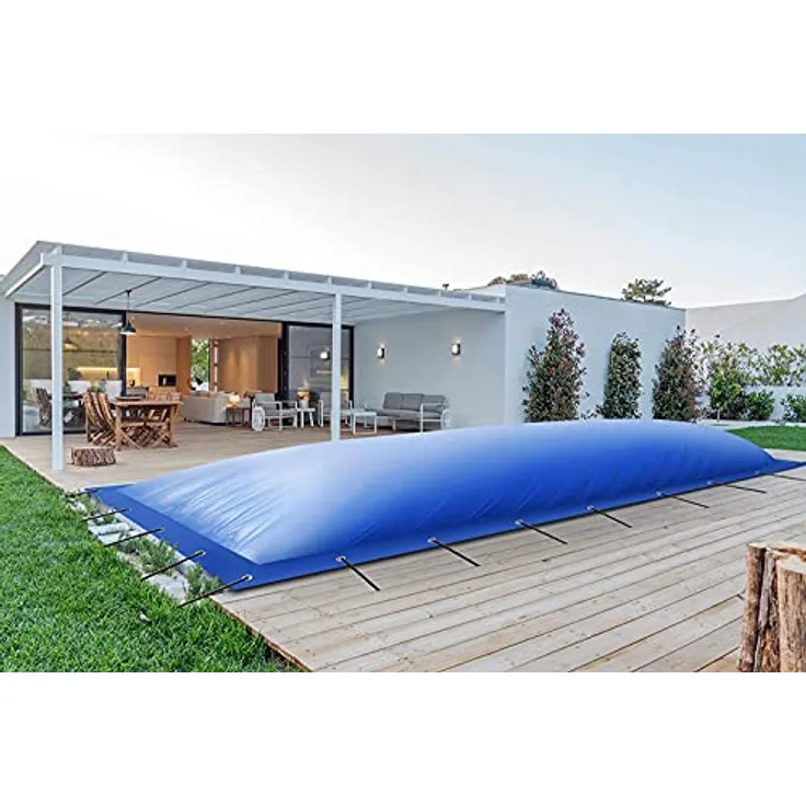 (Profi-Qualität) Rechteckige aufblasbare Poolplanen/Schwimmbad Abdeckungen aus LKW-Plane (4m x 3m, Blau)