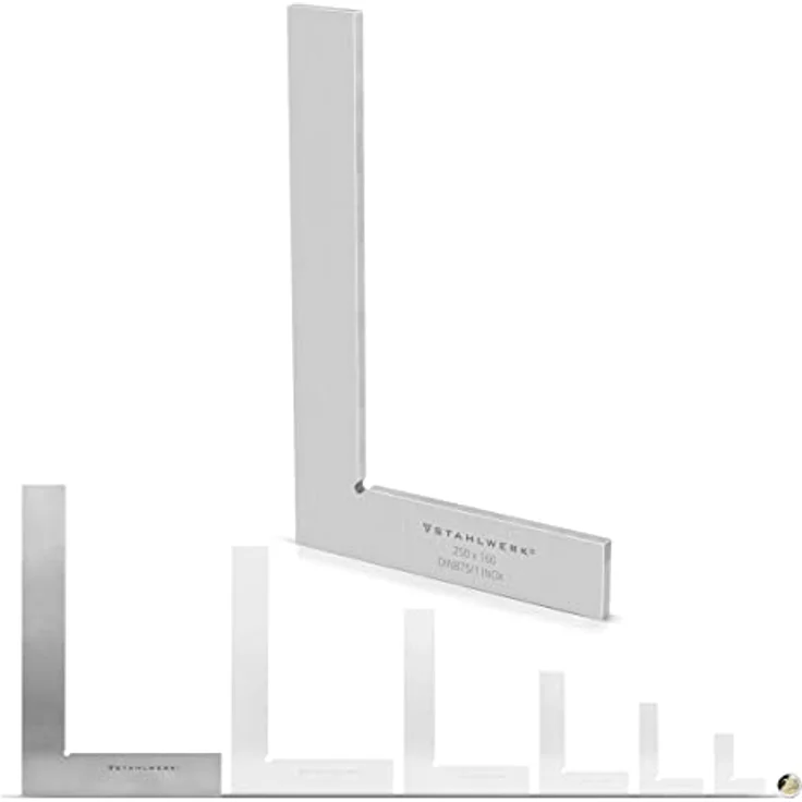 Stahlwerk Flachwinkel 90°, Edelstahl Winkelmesser 250 x 160 mm nach DIN 875/1, präzise und robust  – Bild 7