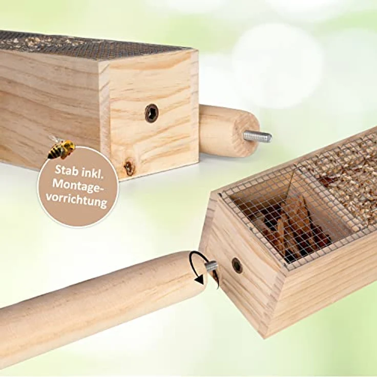 CULT at home Insektenhotel groß XXL stehend - mit Erdspieß - Insektenhaus Gesamthöhe 151 cm - Hummelhaus Wildbienenhaus Bienenhaus Marienkäferhaus NIS... – Bild 4