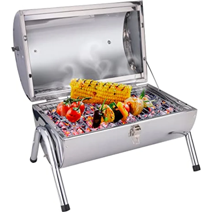 Edelstahl BBQ Holzkohlegrill Tragbarer Holzkohlegrill – Bild 2