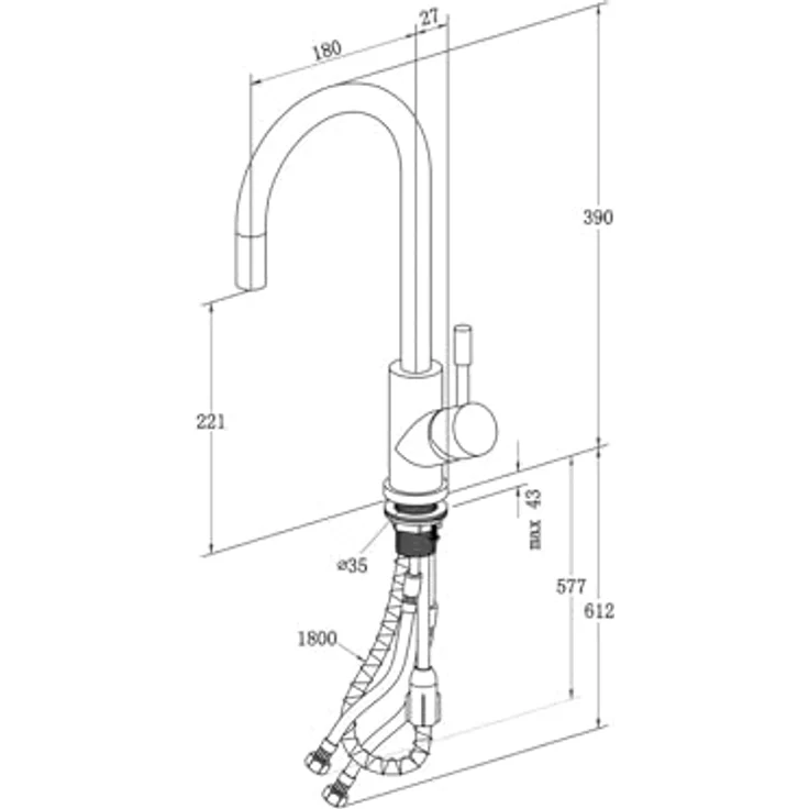 Villeroy & Boch Küchenarmatur 925400LC, Edelstahl massiv mit Ausziehbrause und keramischen Dichtungen, 360° Schwenkbereich – Bild 4