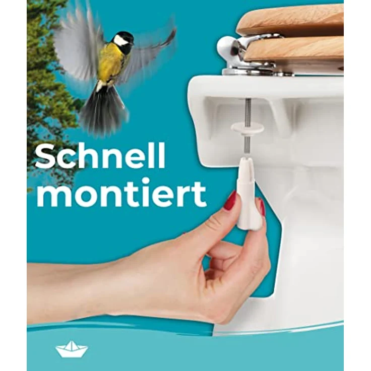 Calmwaters WC Sitz Modern Wellness, Absenkautomatik aus Kiefer Holz, individuelle Maserung, universelle O-Form, bis 150 kg belastbar – Bild 4