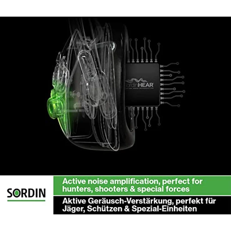Sordin Supreme Pro Gehörschutz - aktiver Jagd-Gehörschützer - EN 352 - Schaum-Kissen, Leder-Band & grüne Kapsel – Bild 2