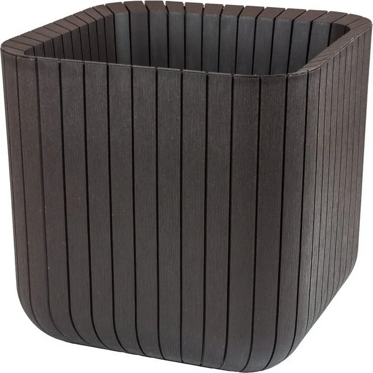 Keter Pflanzkübel Cube Wood Planter M, 21.5 l, wetterbeständig in braun