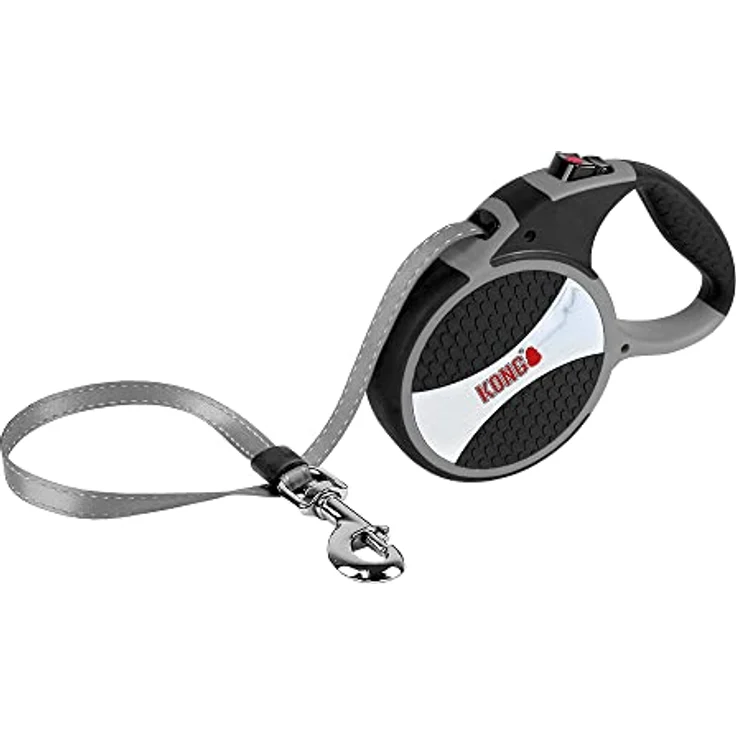 KONG Rollleine in 7,5m Länge für große Hunde bis 50kg, Größe L, Break & Lock System, grau – Bild 4