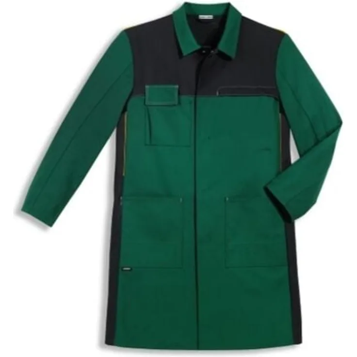 Uvex 8869 Herren-Arbeitsmantel, grüner Labormantel mit Stretchzone und langer Schnittform, Größe 60/62