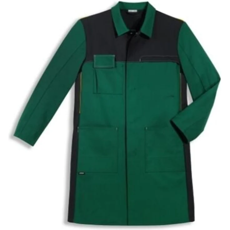 Uvex 8869 Herren-Arbeitsmantel, grüner Labormantel mit Stretchzone und langer Schnittform, Größe 60/62