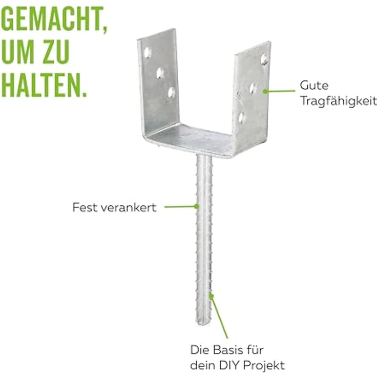 U-Pfostenträger ETA-10/0210 101x100x200x60mm TZN m.Betonanker a.Riffelstahl GAH – Bild 3