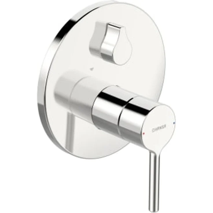 Hansa HANSAVANTIS Einhand-Wannen-Funktionseinheit, Rosette rund mit Pinhebel in Chrom, druckunabhängiger Drehumsteller, Temperaturbegrenzer, Messingarmatur