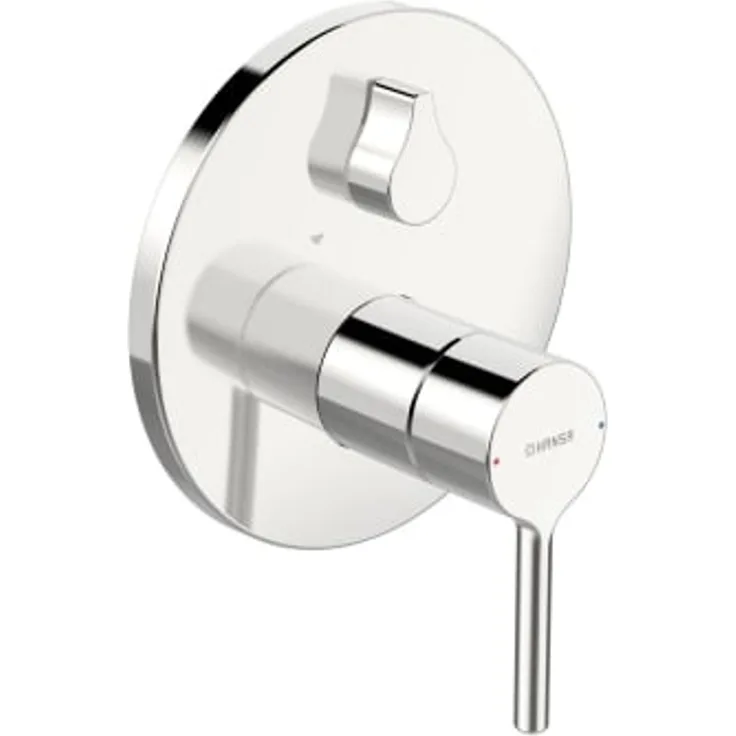 Hansa HANSAVANTIS Einhand-Wannen-Funktionseinheit, Rosette rund mit Pinhebel in Chrom, druckunabhängiger Drehumsteller, Temperaturbegrenzer, Messingarmatur