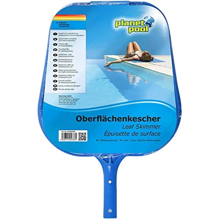 Planet Pool Oberflächenkescher für Teleskopstange, aluminiumverstärkt, robust, für 32 mm Durchmesser