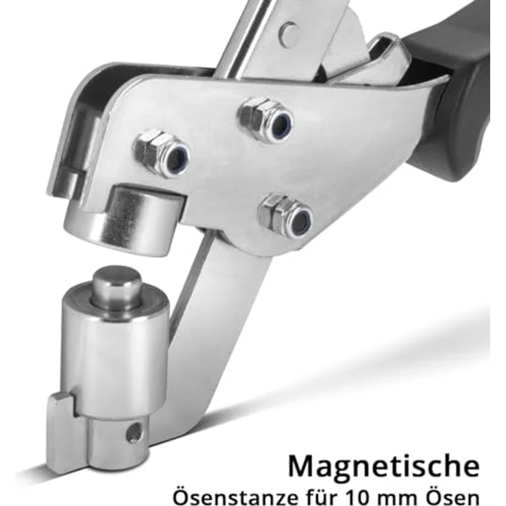 STAHLWERK Ösenzange Set 10 mm mit integrierten Magneten, gehärteter Stahl, inkl. 125 Metallösen – Bild 3