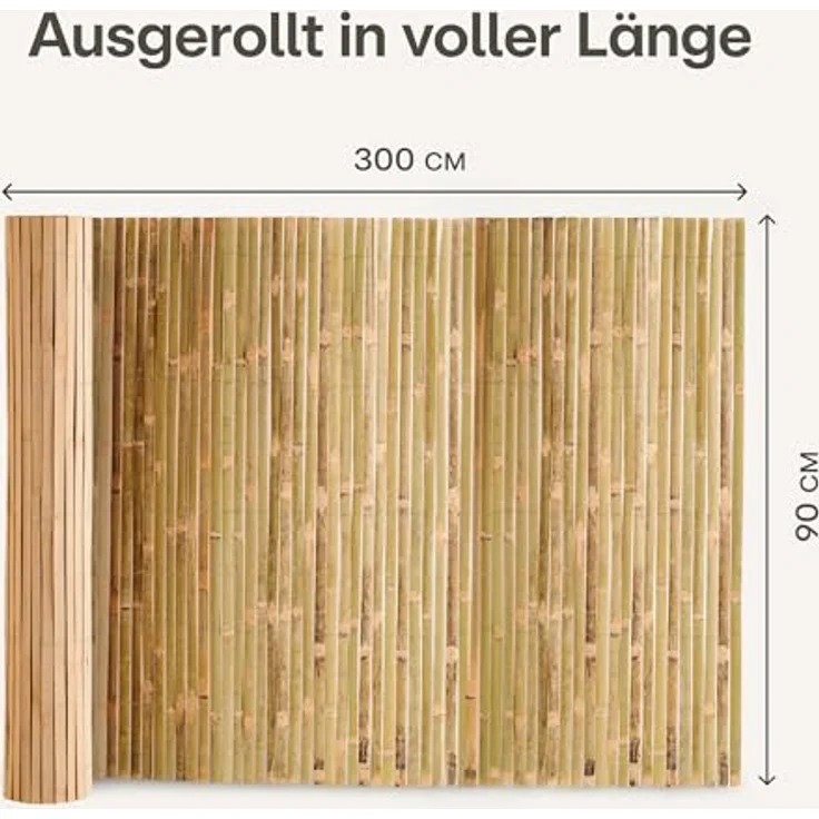 Praknu Bambus Balkon Sichtschutz, FSC® Zertifizierter Sichtschutz aus natürlichem Bambus, vielseitig einsetzbar für Innen- und Außenbereich, 90 x 300 cm – Bild 5