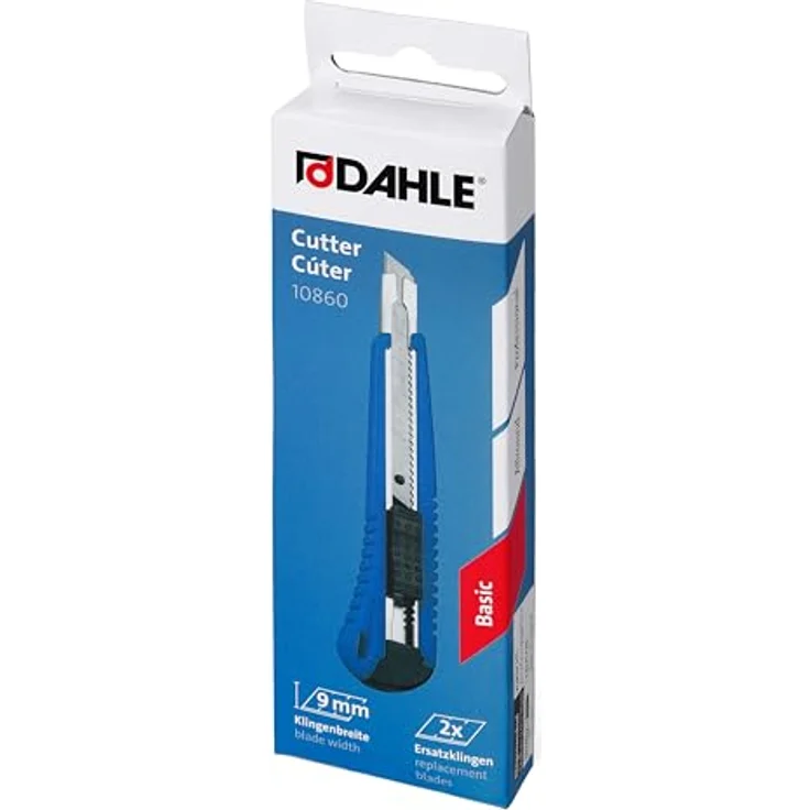 DAHLE Pro-Cutter 10860, Teppichmesser klein 9mm mit Metall-Messerführung und 12 Abbrechklingen, blau – Bild 6