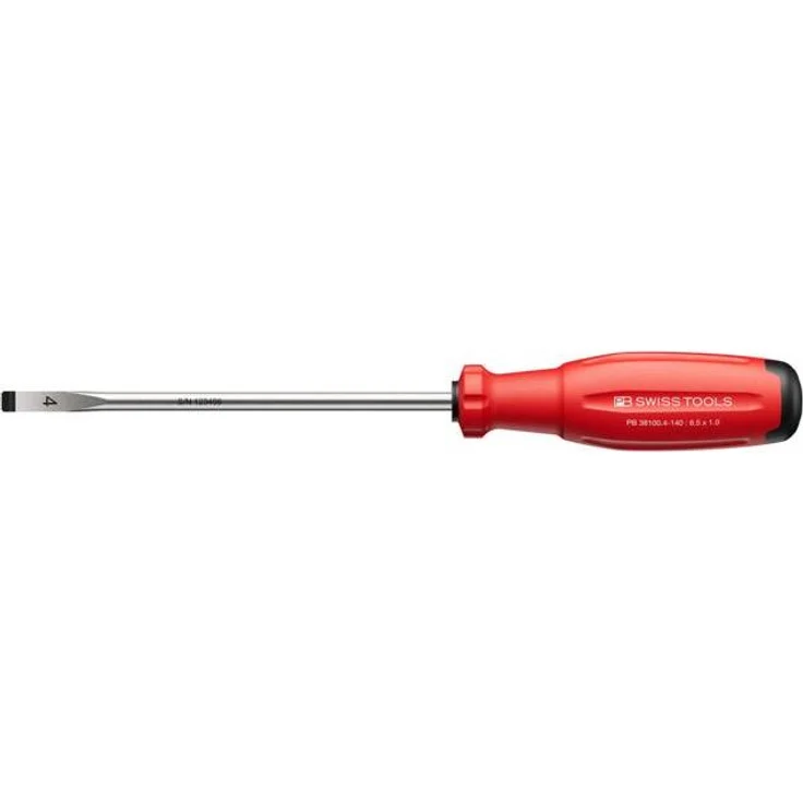 PB Swiss Tools Schraubenzieher PB 8140 SwissGrip, Schlitz, Sonderlänge mit optimierter Kraftübertragung und farbcodiertem Griff