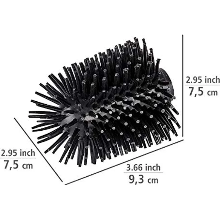 WENKO Ersatzbürstenkopf für WC-Garnituren, hochwertiger, schwarzer Bürstenkopf aus Silikon, selbstreinigender WC-Bürstenaufsatz mit spezieller Anti-Haft-Wirkung, Maße (B/T x H): Ø 7,5 x 9,3 cm – Bild 4