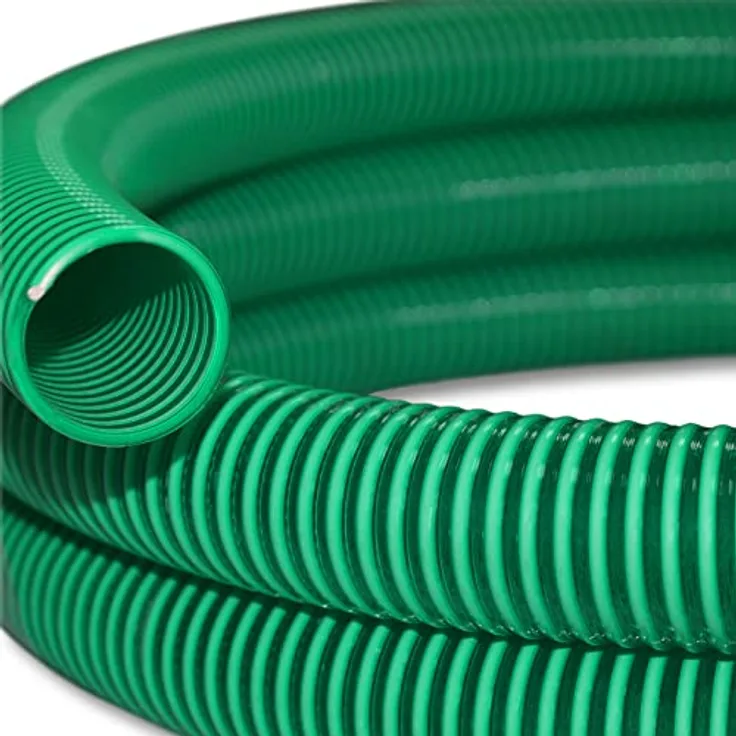 Wiltec Teichschlauch 25m, flexibler Saug- und Druckschlauch, 50mm (2"), grün, temperaturbeständig von -5°C bis 60°C, Made in Europe