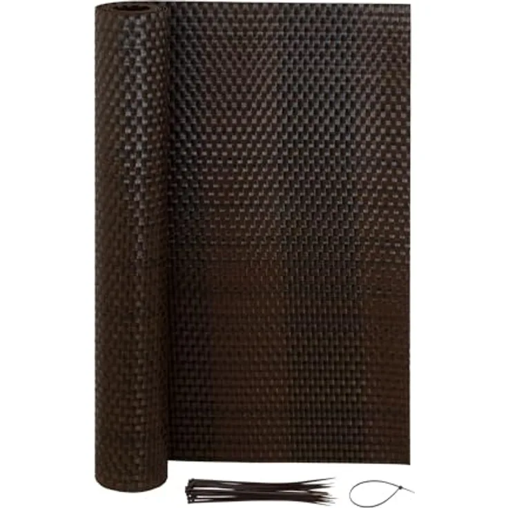 Jardinion Sichtschutzmatte Rattan Optik, 0,90 x 3m, Braun-Mix, wetterfest, UV-beständig, inkl. Kabelbinder