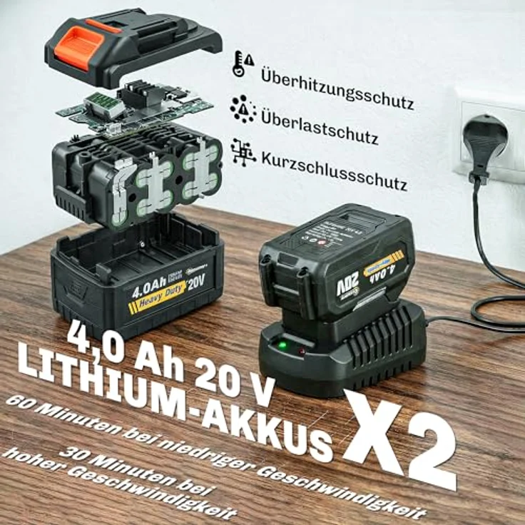 Outsunny Akku-Laubsauger 20V Kabellos mit Bürstenlosem Motor, 2x4.0Ah Akku & Ladegerät, Orange-Schwarz – Bild 4