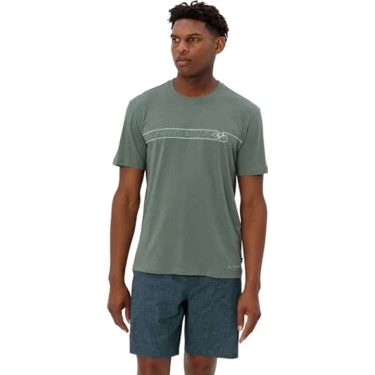 Vaude Cyclist T-Shirt V, Herren Shirt aus 70% Baumwolle, atmungsaktiv, schnell trocknend, Grün, (XL) – Bild 3