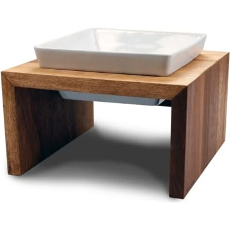 Wolters Meshidai True Einzelnapf (1.30 l), Futternapf, erhöhter Hundenapf, Holzgestell, nachhaltige Farbgebung, Silikonpunkte, Keramikschalen, 26 x 26 x 15 cm, Wolters – Bild 1
