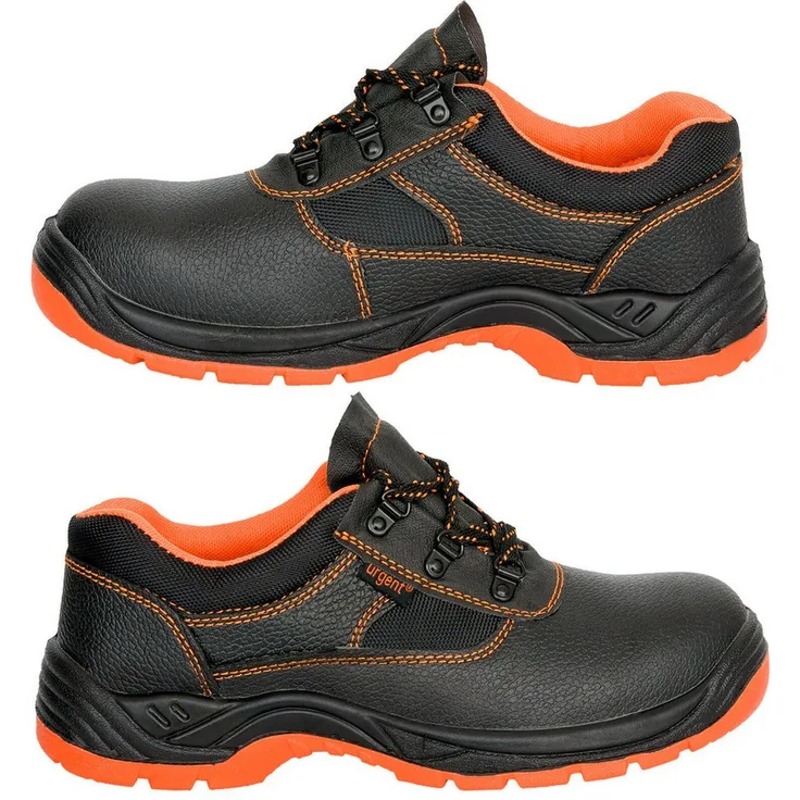 Urgent Arbeit Halbschuhe S1, Sicherheitsschuhe mit orangefarbener Stahlkappe und PU-Sohle für hohen Komfort