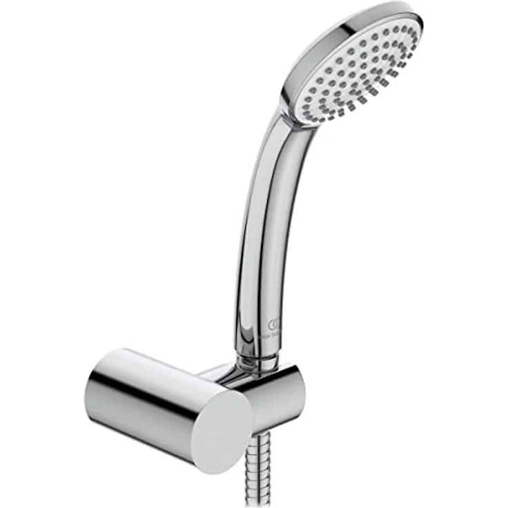 Ideal Standard Idealrain S1 Handbrause-Set, 1-Funktionshandbrause Ø80 mm, chrom, Anti-Kalk-Funktion, schwenkbarer Brausehalter, Metalflex Brauseschlauch 1500 mm – Bild 1