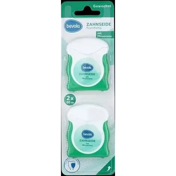 Bevola Zahnseide fluoridhaltig mit Minzaroma, gewachst, 2 x 80 m