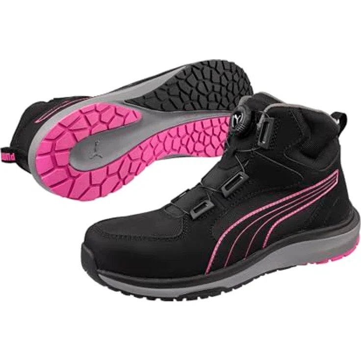 PUMA ASPIRE PINK DISC MID S3S ESD FO HRO SR Sicherheitsschuh mit MOtion WNS Sohle, flexibler Anti-Perforation und Triple Arch Support, Schwarz/Pink, Größe 40 – Bild 2