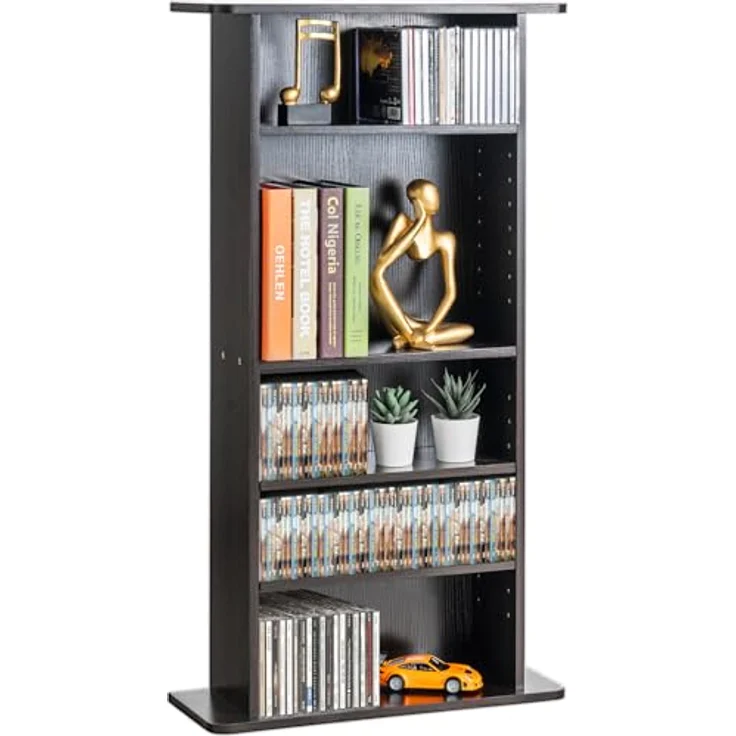 VEVOR Medienaufbewahrungsschrank, 5-lagiges CD/DVD-Regal mit verstellbaren Regalböden und großer Lagerkapazität für bis zu 240 CDs, Espresso – Bild 1