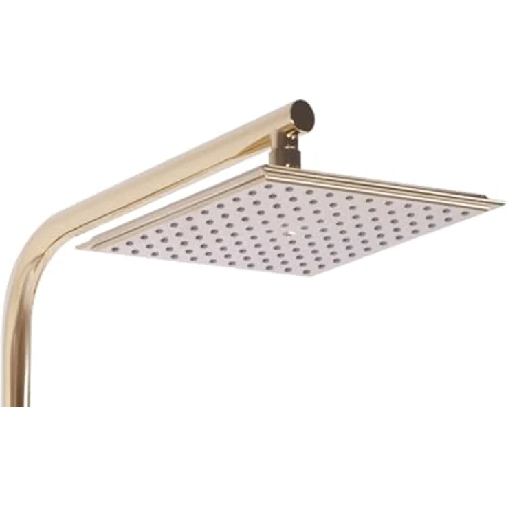 Rea Duschsystem Bravo Gold, Duschset mit Messing-Duscharmatur, Duschkopf und Kopfbrause, Aufputzmontage, Anti-Kalk, gold – Bild 5