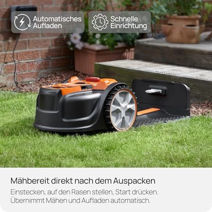 LawnMaster OcuMow AMB16i-500, Roboter-Rasenmäher mit Kamera-Navigation, App-Steuerung und Auto-Charge für Rasenflächen bis 500 m², ohne Begrenzungskabel – Bild 3