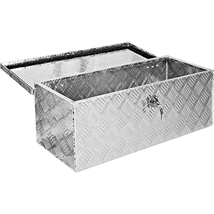 Trucky D050 Werkzeugbox Alukiste, praktische Aluminium Deichselbox mit Schloss, 68 x 31 x 25 cm – Bild 2