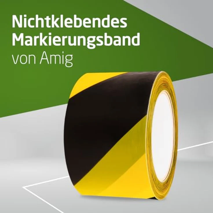 Amig Absperrband Gelb-Schwarz, 200 m x 70 mm, nicht selbstklebend, wasserfest, flexibel zur Gefahrenkennzeichnung und Warnmarkierung – Bild 2