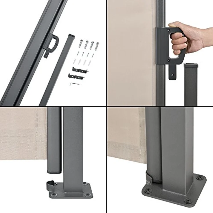 pro.tec Seitenmarkise 180x300cm beige Sichtschutz Markise Sonnen- & Windschutz mit einfacher Montage und elegantem Design – Bild 6