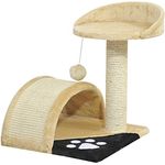 PawHut Kratzbaum mit Spielbällen, Katzenkratzbaum, Sisalseil-Kratzstangen, Beige, 36 x 36 x 44 cm