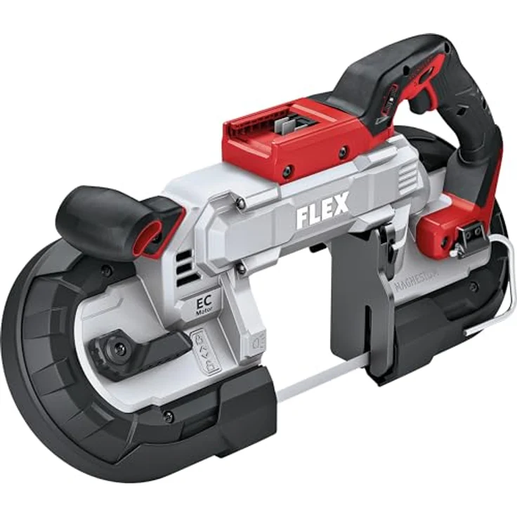 FLEX Akku-Bandsäge SBE 127 18-EC, 18 V mit Arbeitstisch WB SBE 127, Akku 5,0 Ah, leichtes Schneiden von Stahl und Aluminium, mit Zubehör und Transportkoffer – Bild 3