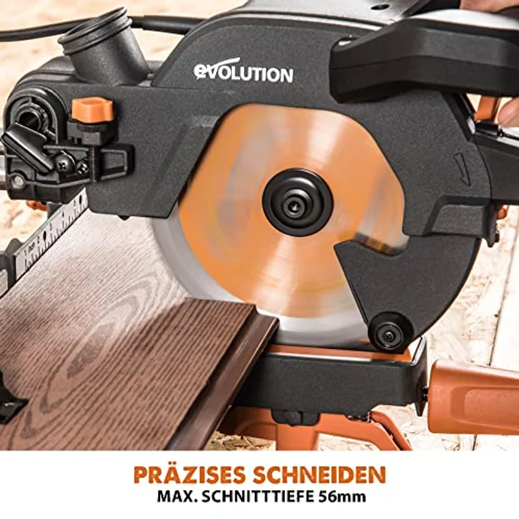 Evolution Power Tools R185SMS+ 185mm Gehrungssäge mit Laserführung, 45° Fase, 50° Gehrung, inkl. Universalblatt – Bild 5