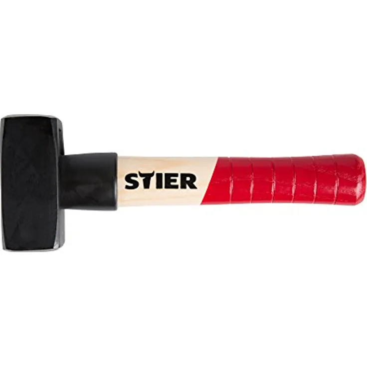 STIER Fäustel Robust+, 1000 g, Spezialstahl, geschmiedeter Fäustelkopf, mit Stiel-Schutzhülse, hochwertig nach DIN 6475