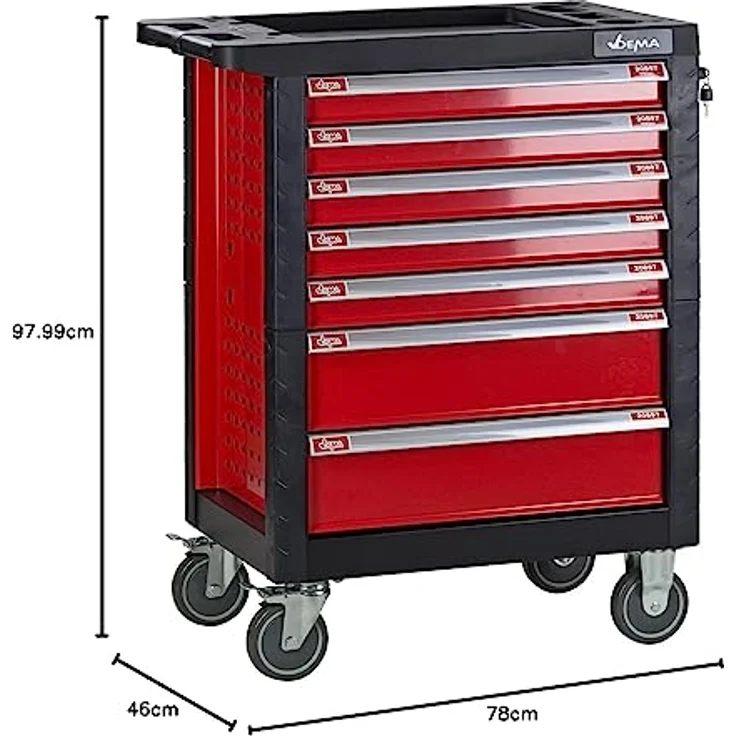 Werkstattwagen Werkzeugwagen Carlos Rollwagen mit 7 Schubladen Fahrbar Leer – Bild 2