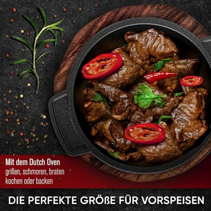 GUSSKÖNIG Dutch Oven Set Mini - 4x 300ml Gusseisen Mini Topf mit Deckel, bereits eingebrannt, vielseitig einsetzbar, ideal für Vorspeisen und Desserts – Bild 3
