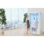 WELCON Infrarotkabine Easytherm Duo Wärmekabine Vollholz Hemlock für zwei Personen, Nordic Espe Vollholz, 2135 Watt, Bluetooth Soundsystem