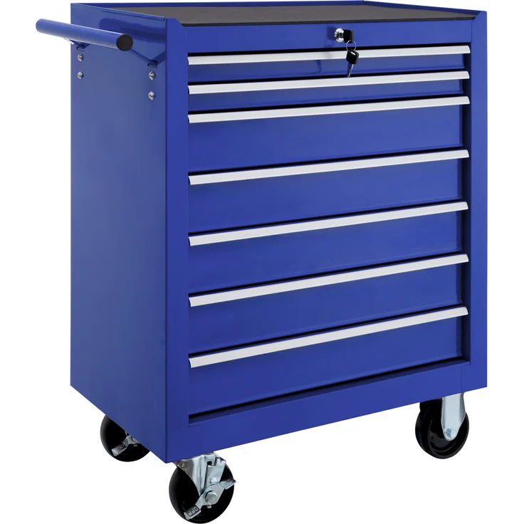 tectake Werkzeugwagen mit 7 Schubladen blau – Bild 1