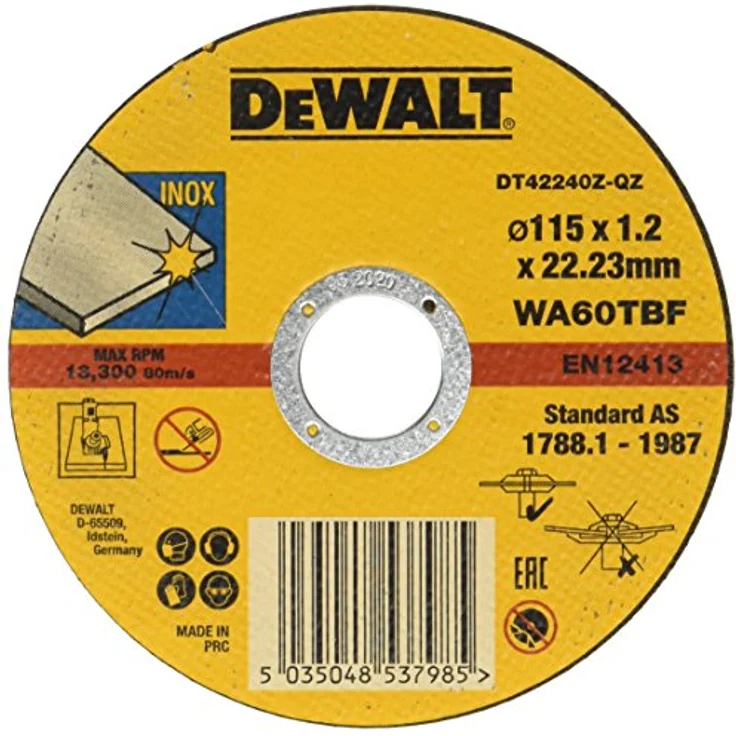 DEWALT DT42335TZ, 115 mm Trennscheibe für Winkelschleifer, Aluminiumoxid-Rezeptur für Edelstahl und lange Haltbarkeit – Bild 2