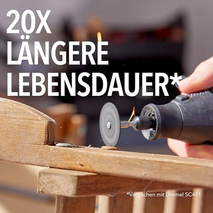 DREMEL MAX Hochleistungs-Schleifscheibe SC411DM, 3 Aluminiumoxid-Schleifscheiben, 3,2 mm Durchmesser, für Holz, Kunststoff und Metall, langlebig und verschleißfest – Bild 4